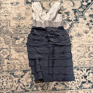 Adrianna Papell Gray and Blue Midi Dress